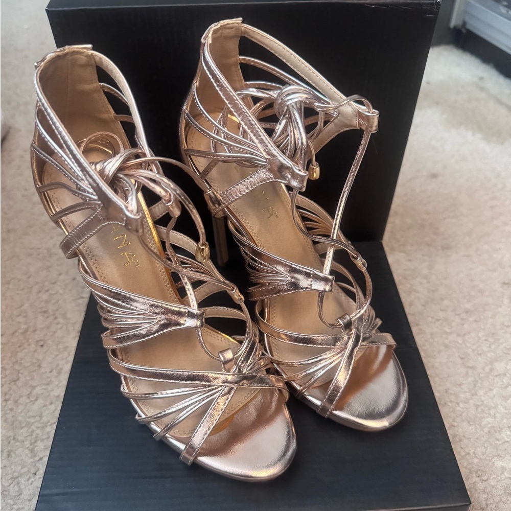 Liliana Rose Gold Strap Up Heels